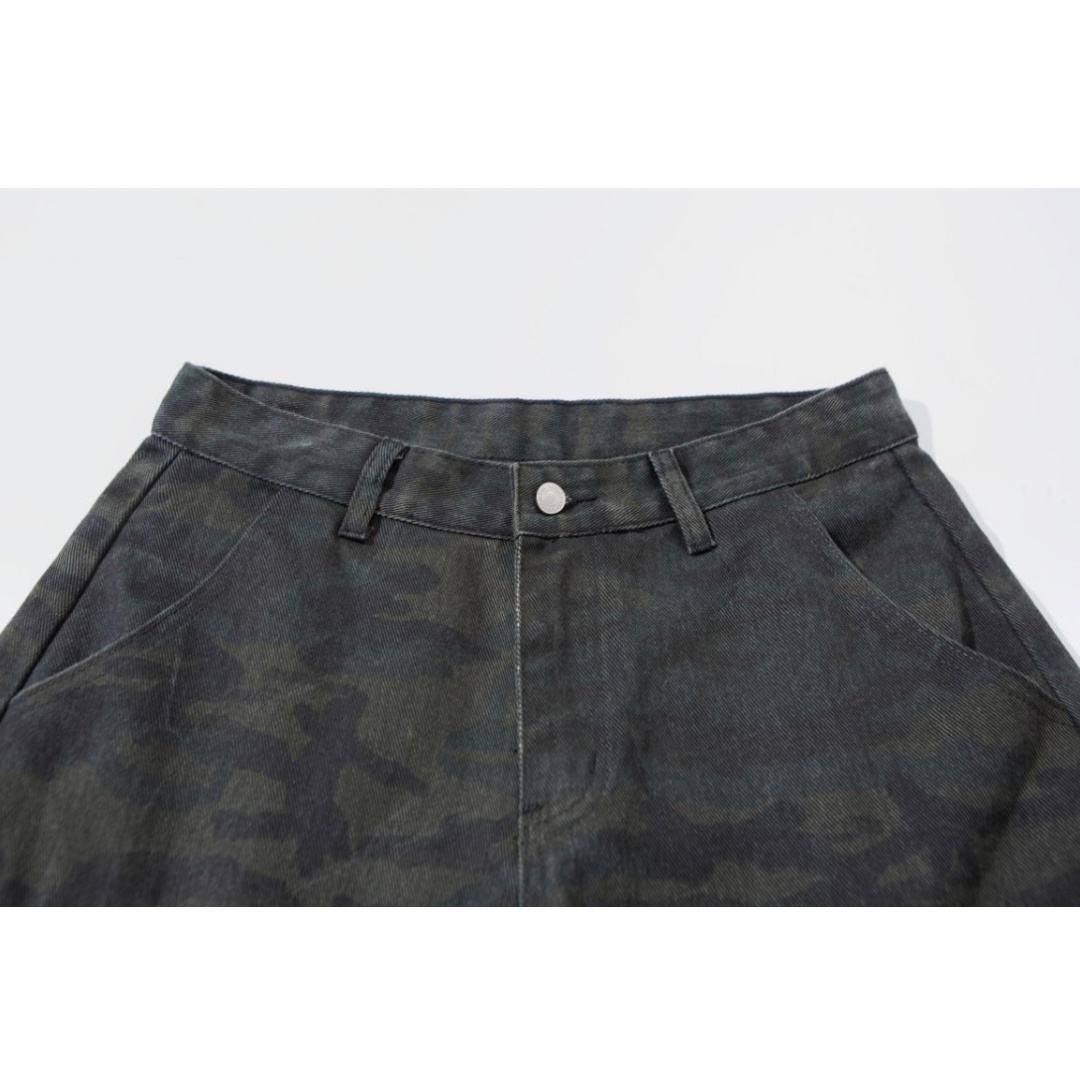 カモフラージュ　ダーティウォッシュ　ワイドパンツ　N1057