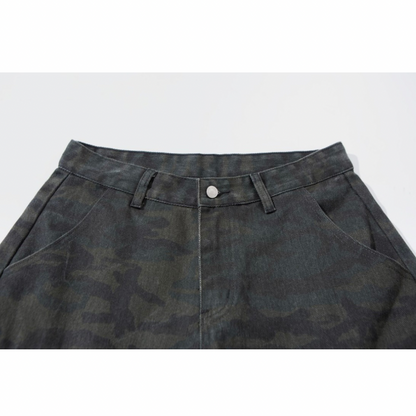 カモフラージュ　ダーティウォッシュ　ワイドパンツ　N1057