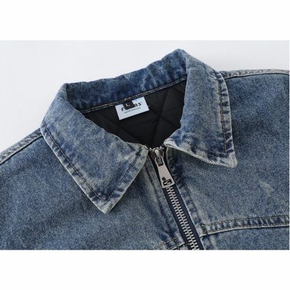 ライナーキルティング　ウォッシュデニム　ジップジャケット　N890