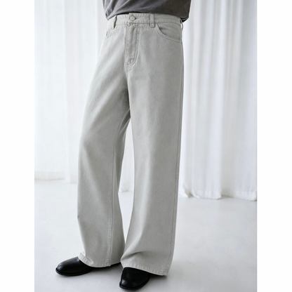 アイスグレー　ツイル　ワイドストレートパンツ　N1720