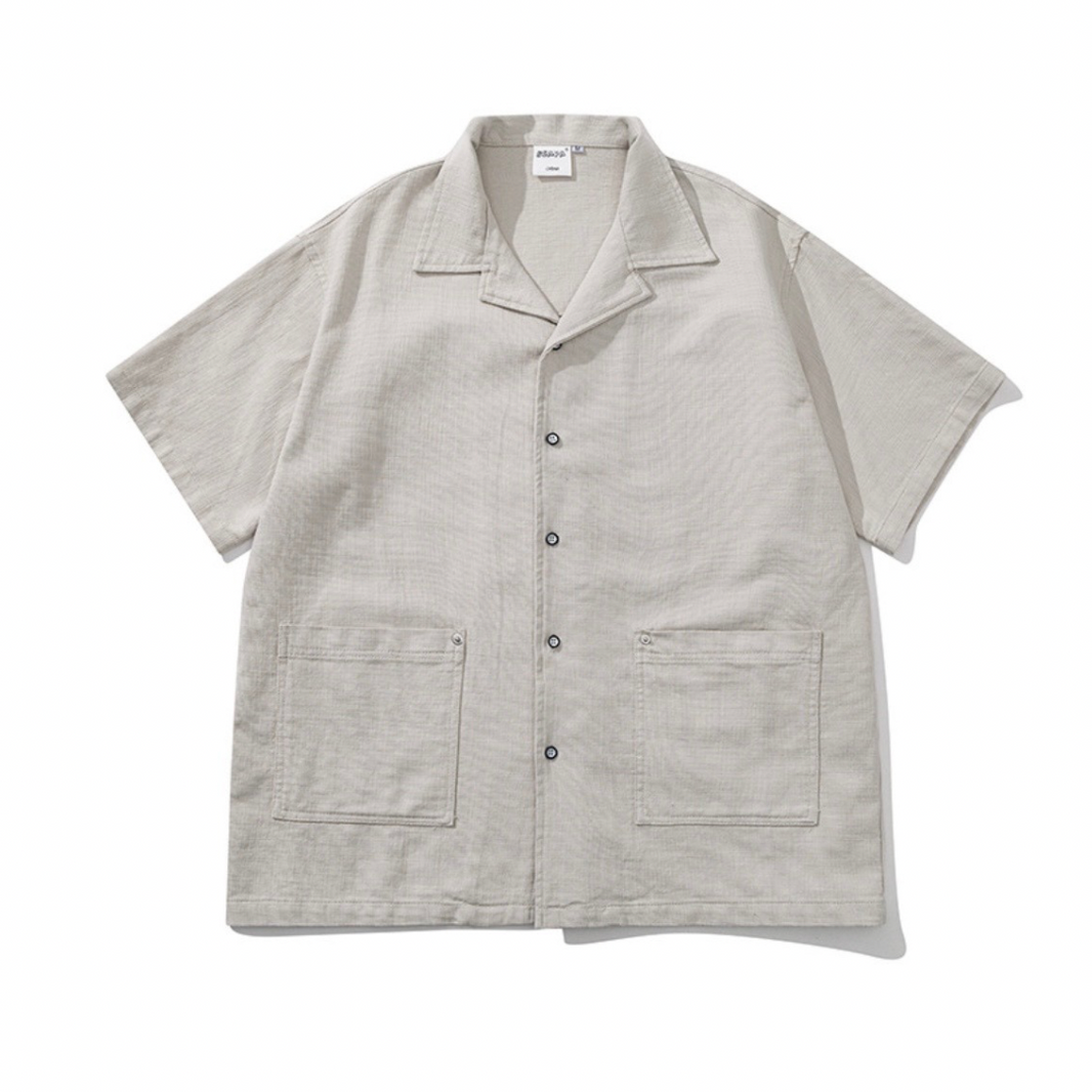 Side Pocket Slub Cotton Short Sleeve Shirt N1459 ライトベージュ