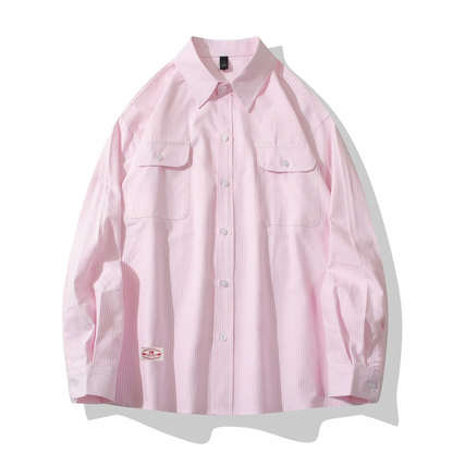 ペールストライプ　フラップポケット　シャツ　N1207