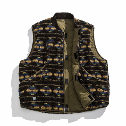 リバーシブル　ウェーブキルト＆フリース　ベスト　N819