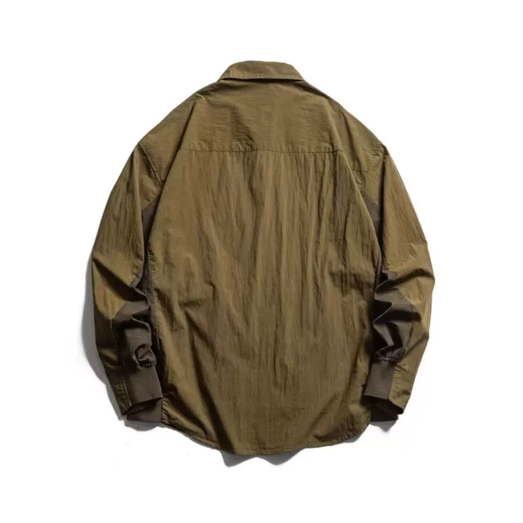 コットンナイロン　バイカラー　ポケット付き　シャツジャケット　N1235
