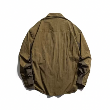 コットンナイロン　バイカラー　ポケット付き　シャツジャケット　N1235