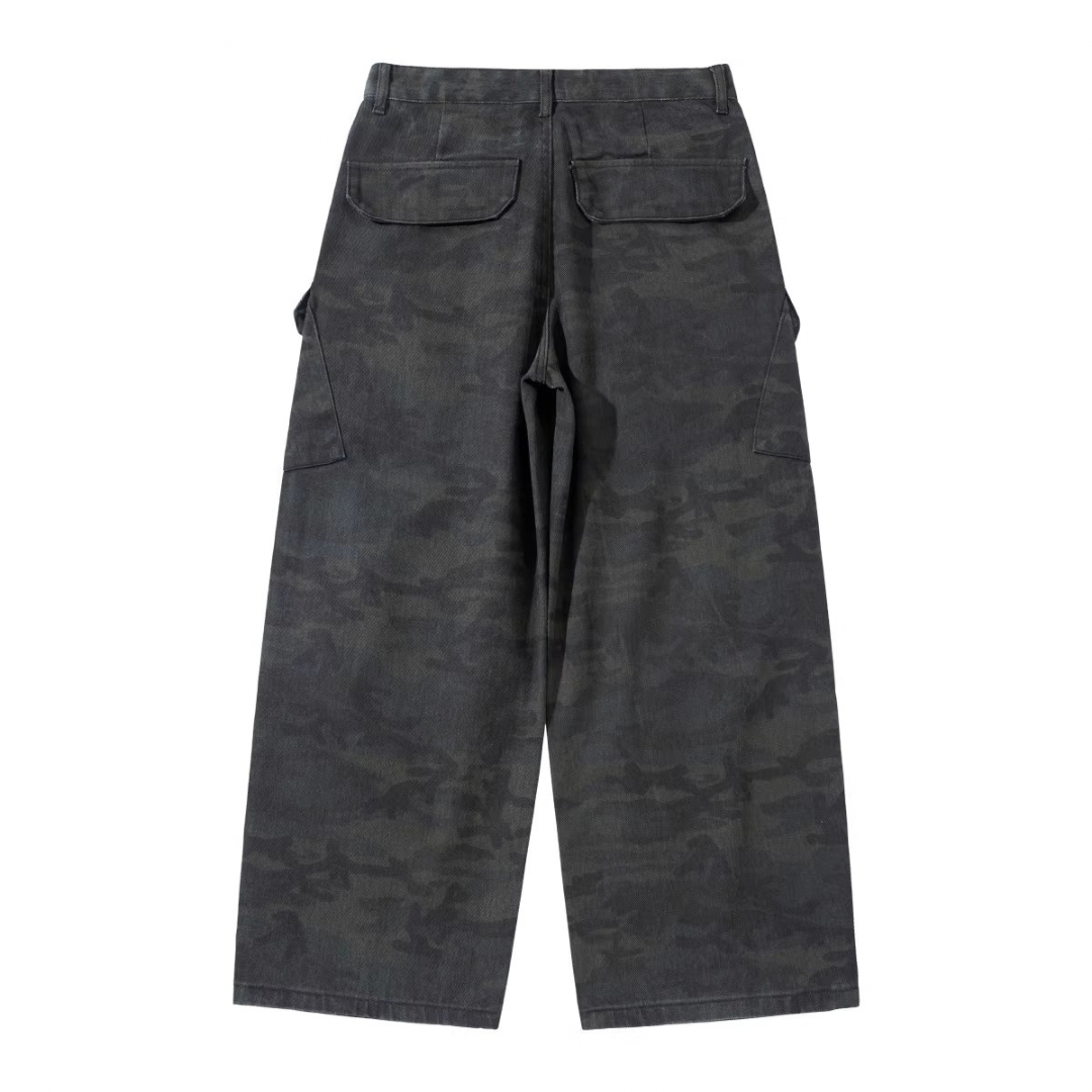 カモフラージュ　ダーティウォッシュ　ワイドパンツ　N1057