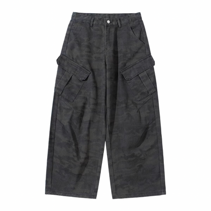 カモフラージュ　ダーティウォッシュ　ワイドパンツ　N1057