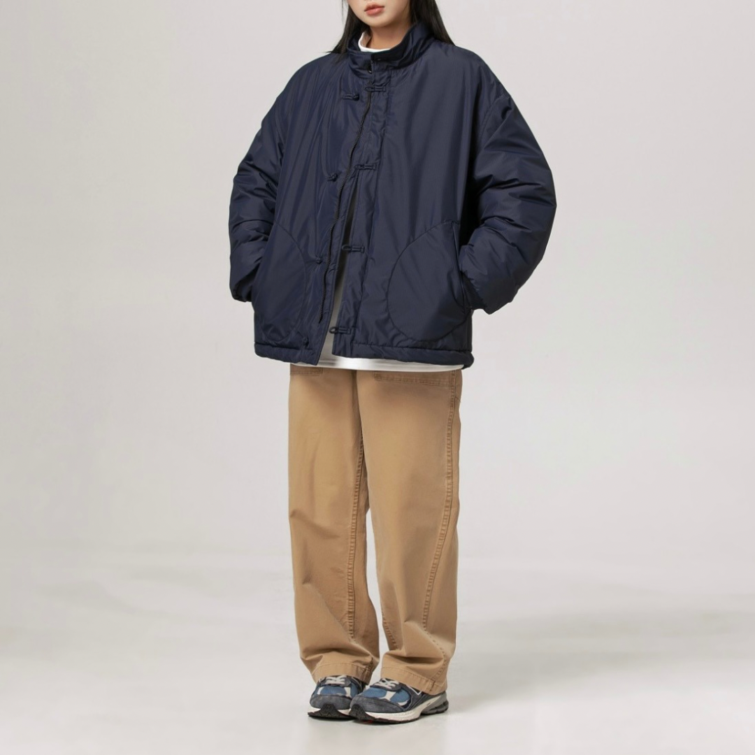 パテッド　チャイナボタン　スタンドカラージャケット　N981