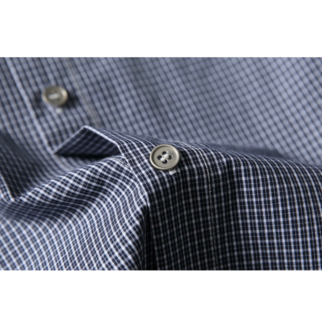 ミニマルネイビーチェック　ブロードシャツ　N1061