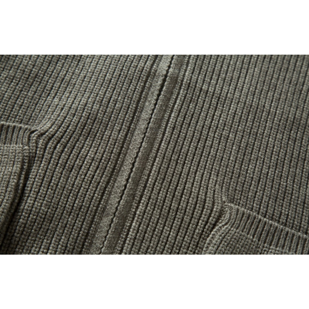 リブニット　スタンドカラー　ジップカーディガン　N891