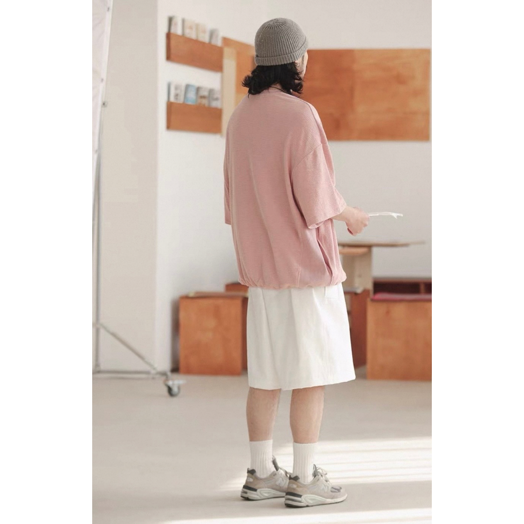 オーバーサイズ　ストレッチ　5分袖　Tシャツ　N1489