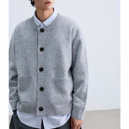 ミドルゲージ　クルーネック　カーディガン　N933