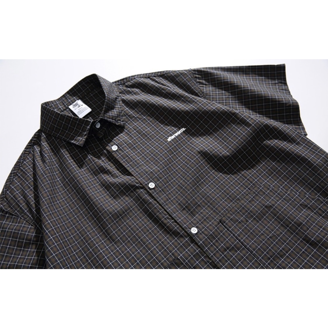 ダークタータンチェック　ワンポイント　半袖シャツ　N1291
