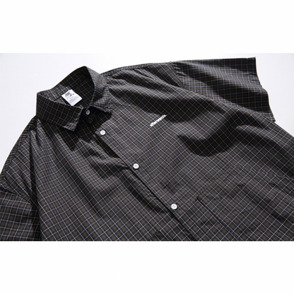 ダークタータンチェック　ワンポイント　半袖シャツ　N1291