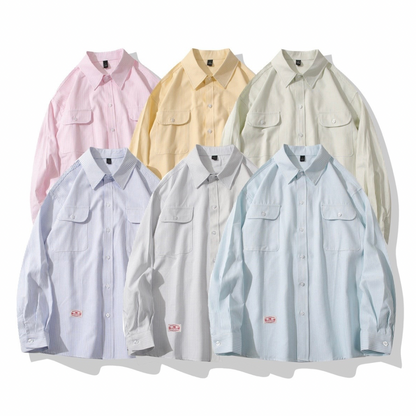 ペールストライプ　フラップポケット　シャツ　N1207