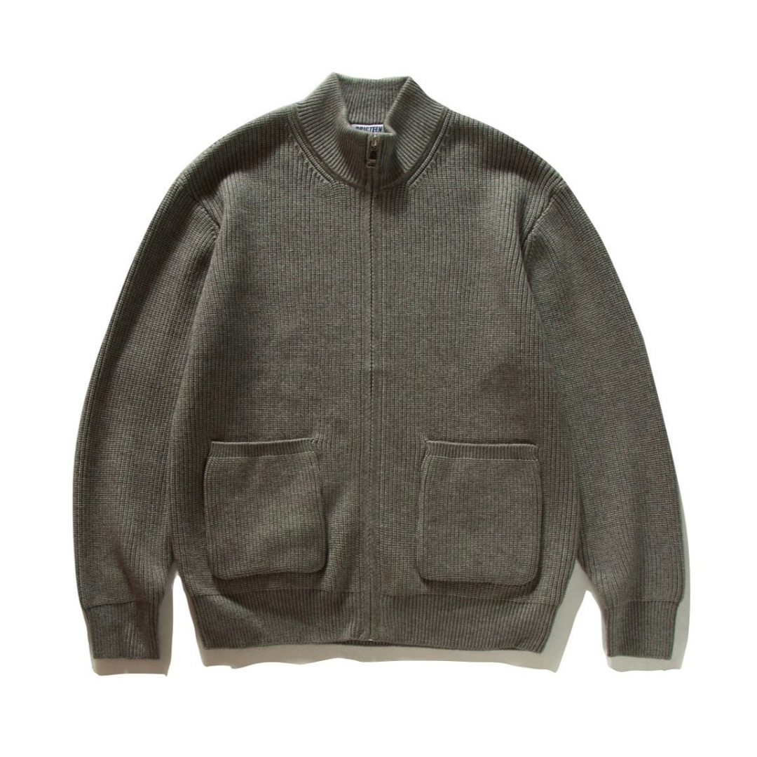 リブニット　スタンドカラー　ジップカーディガン　N891