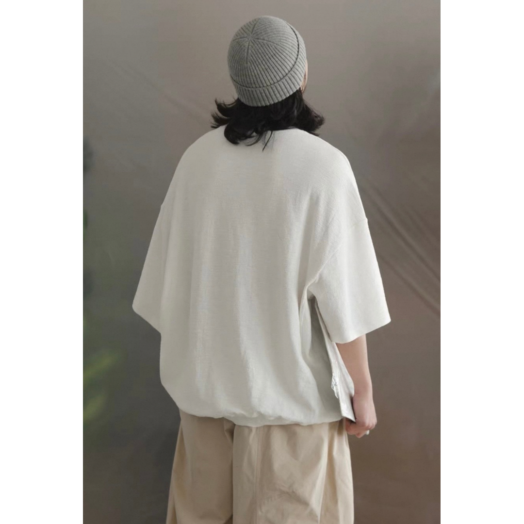オーバーサイズ　ストレッチ　5分袖　Tシャツ　N1489