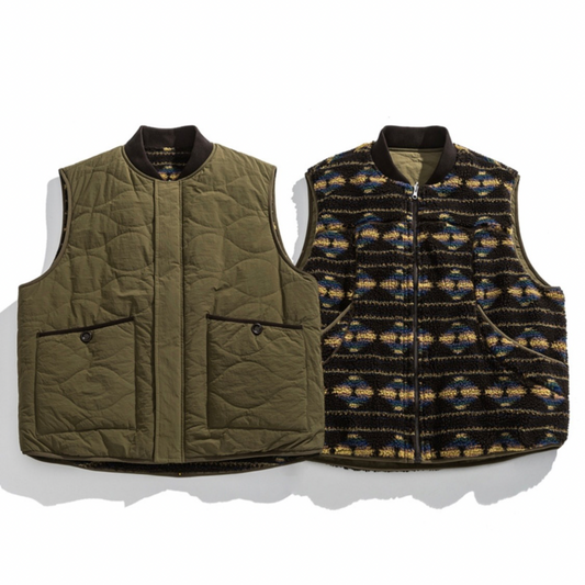 リバーシブル　ウェーブキルト＆フリース　ベスト　N819