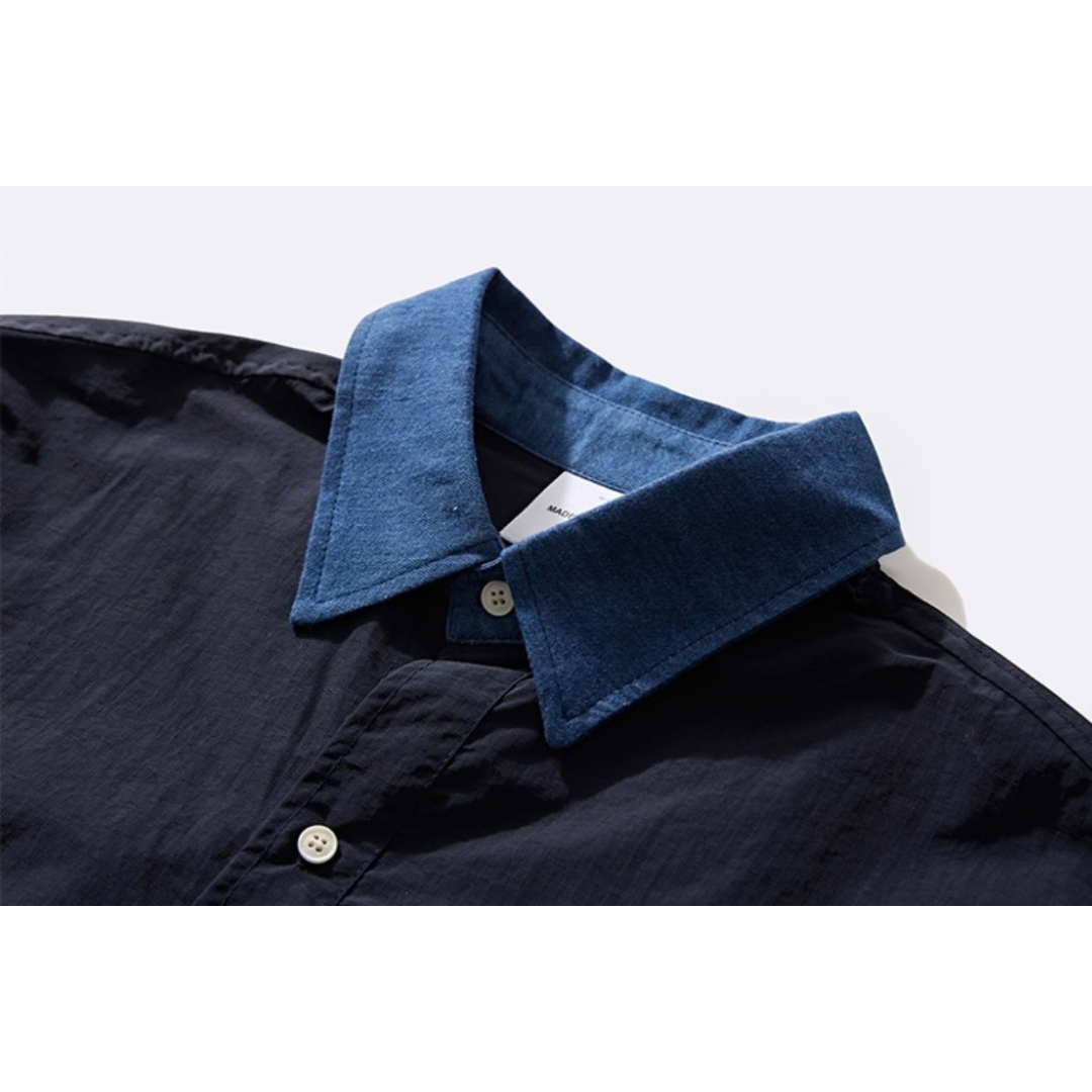 バイカラー　ネイビーブルー　レギュラーシャツ　N1281