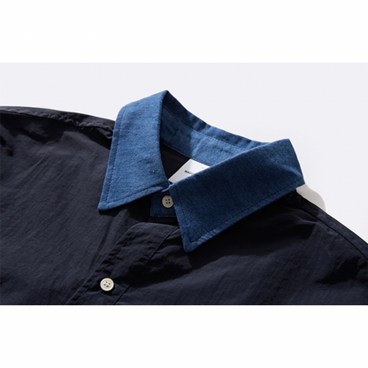 バイカラー　ネイビーブルー　レギュラーシャツ　N1281