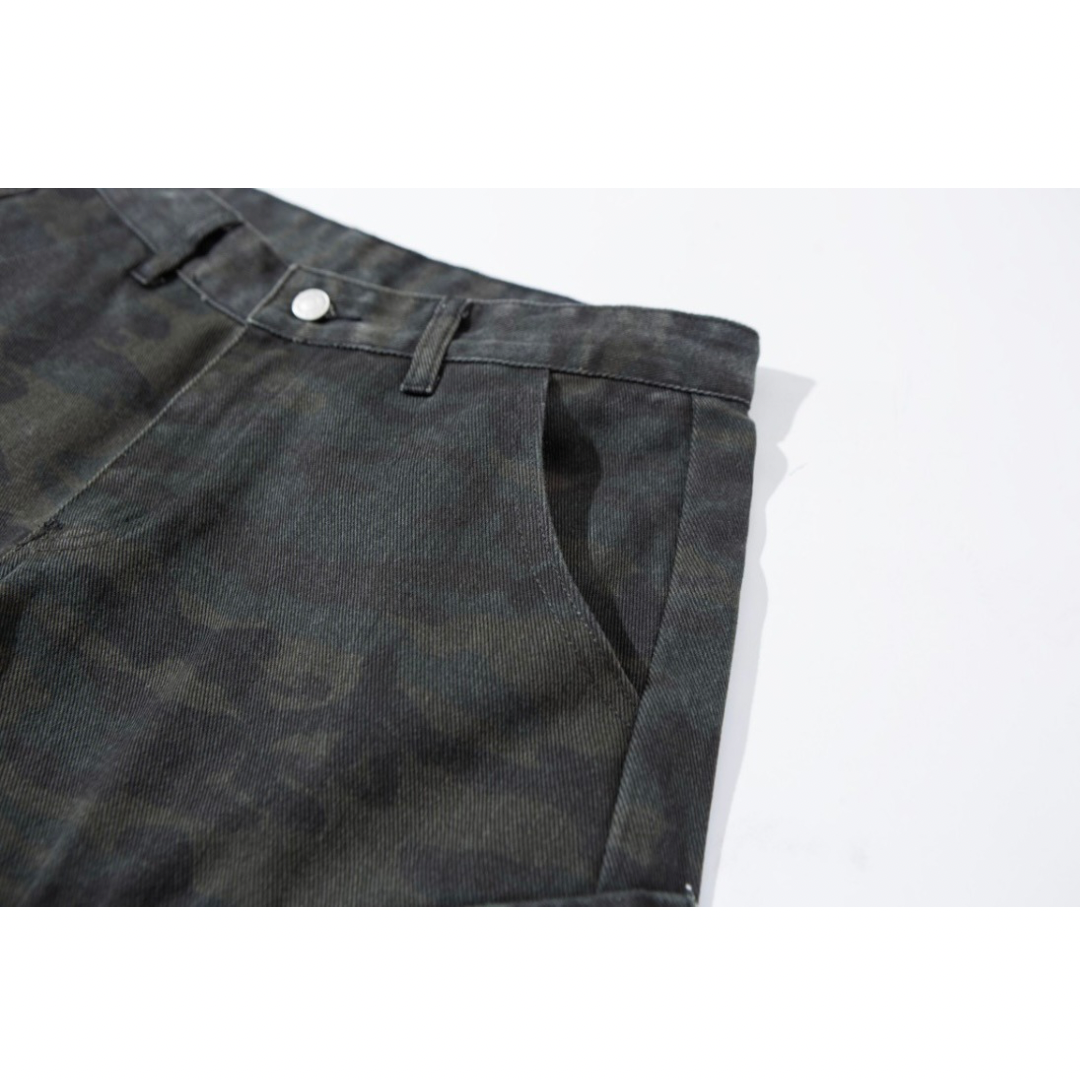 カモフラージュ　ダーティウォッシュ　ワイドパンツ　N1057