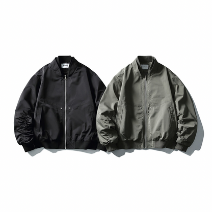 ポリエステルサテン　リブスタンドカラー　ジャケット　N1084