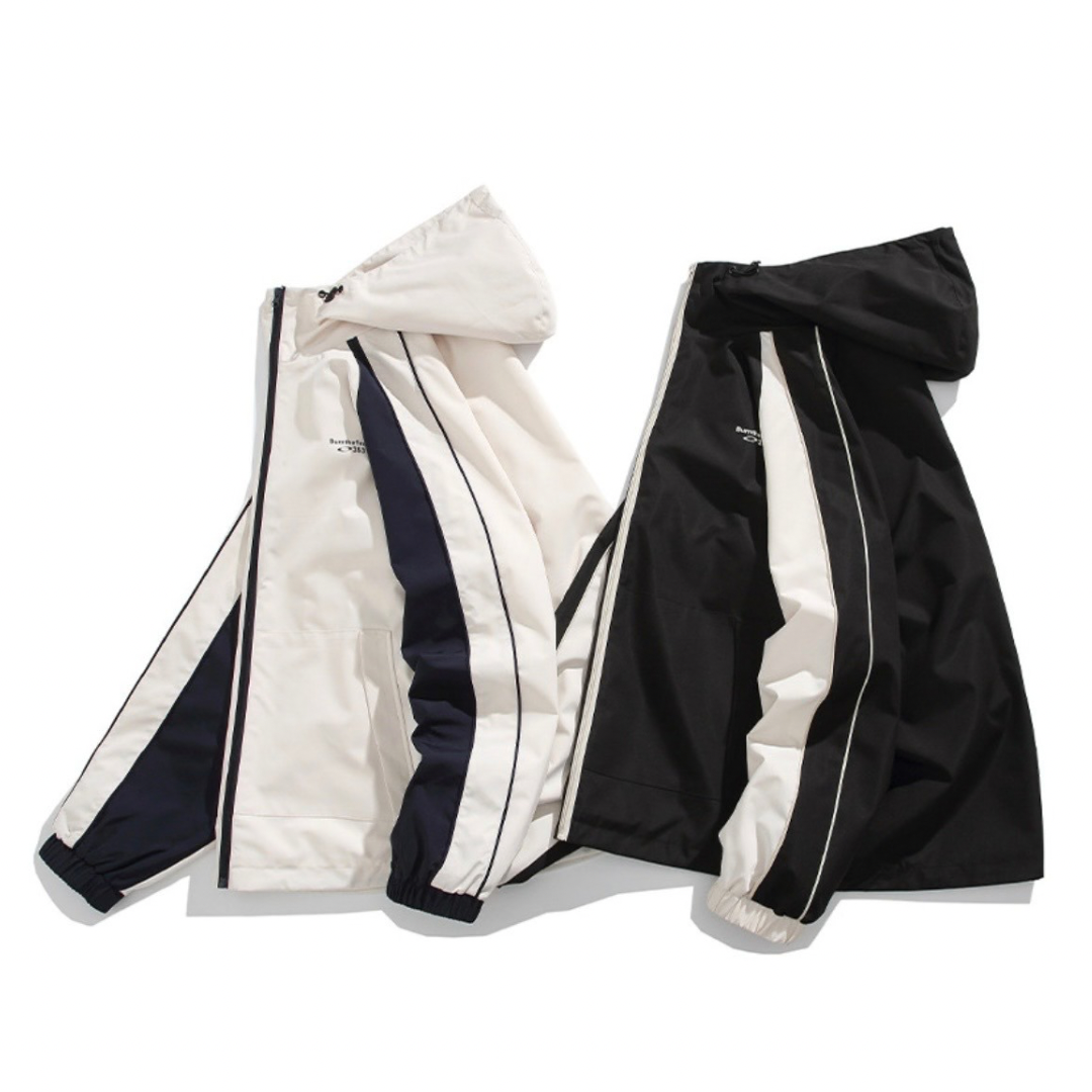 バイカラー　ポリエステル　フードジャケット　N1284