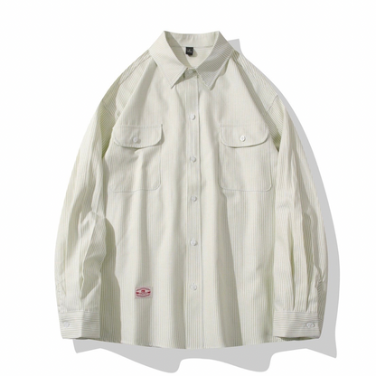 ペールストライプ　フラップポケット　シャツ　N1207
