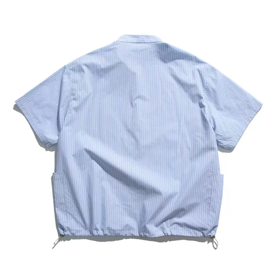 ストライプ　ハーフプラケット　半袖シャツ　N1292