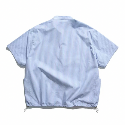 ストライプ　ハーフプラケット　半袖シャツ　N1292