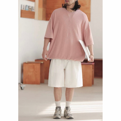オーバーサイズ　ストレッチ　5分袖　Tシャツ　N1489