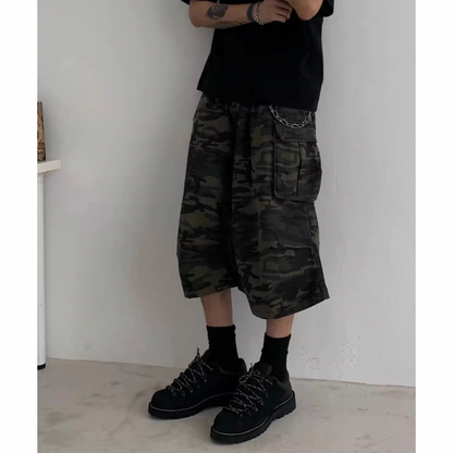 カモフラージュ　ワイド　クロップドパンツ　N283