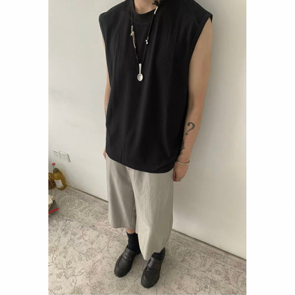 カットオフ　ストレッチ　ワイドクロップドパンツ　N509