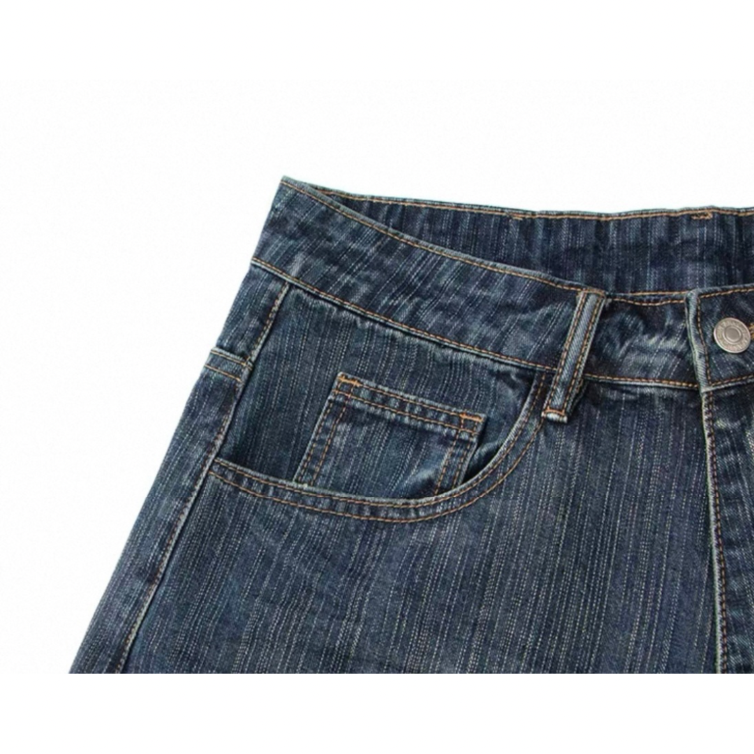 ヴィンテージウォッシュデニム　ワイドクロップドパンツ　N508