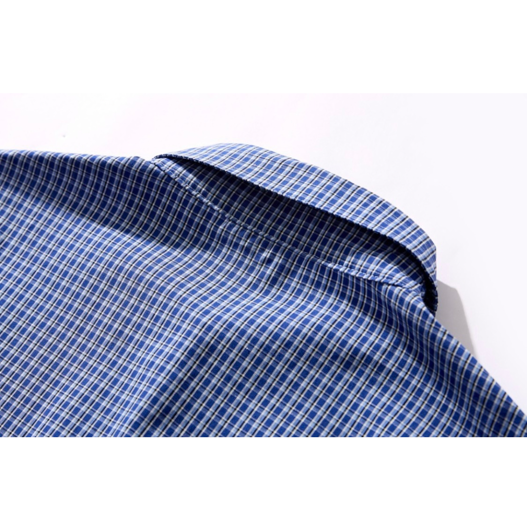マイクロブルーチェック　プルオーバーシャツ　N1066