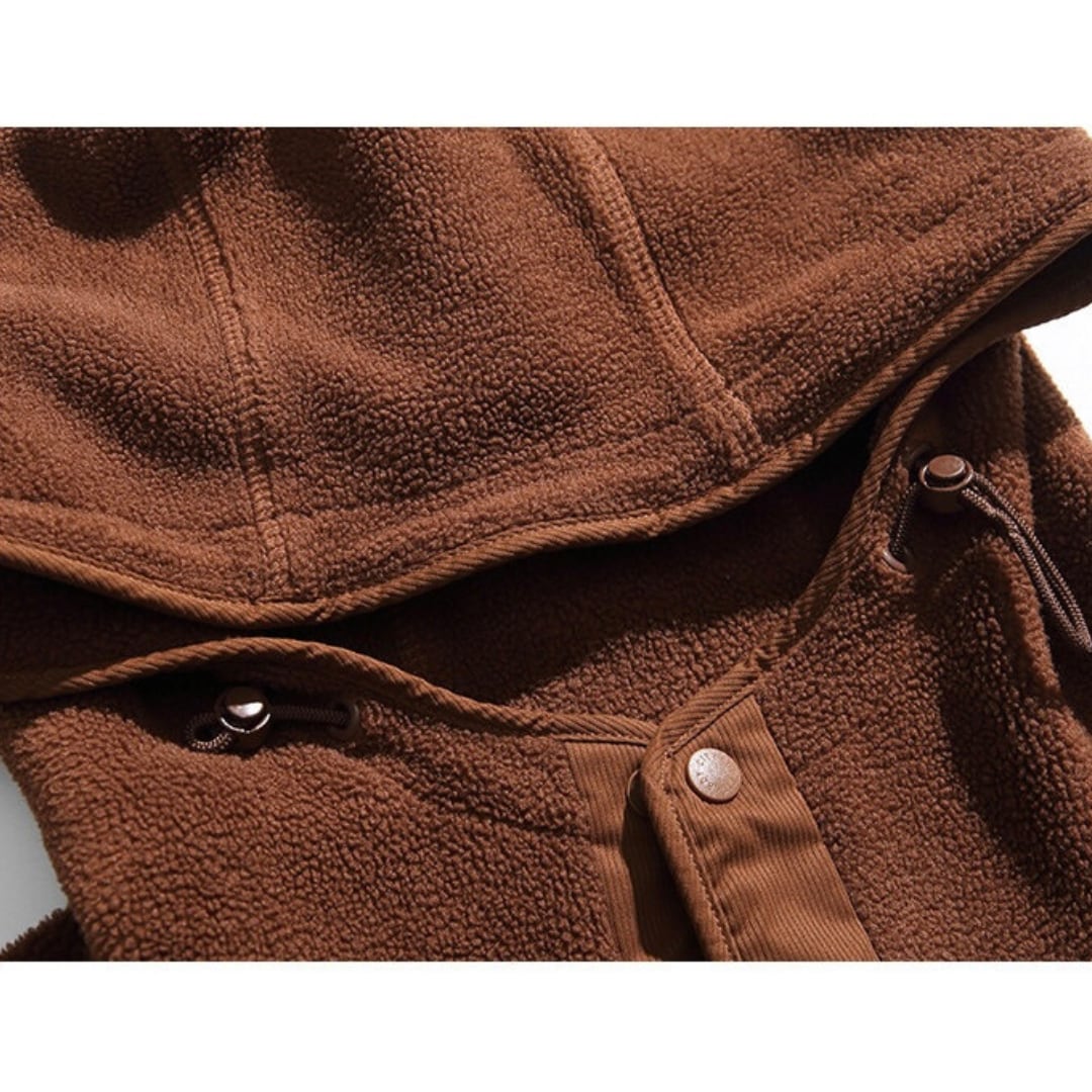 Half button fleece hooded pullover C245