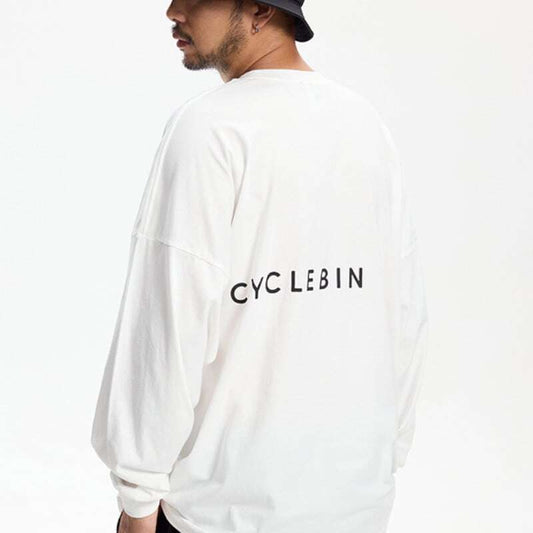 両面ロゴプリント　コットン長袖Tシャツ　B526
