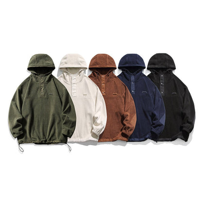 Half button fleece hooded pullover C245