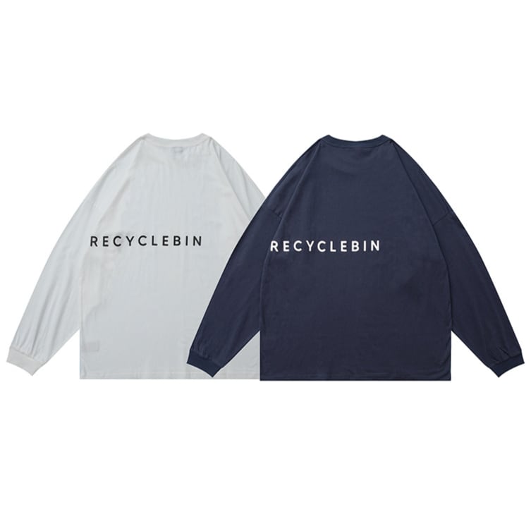 両面ロゴプリント　コットン長袖Tシャツ　B526