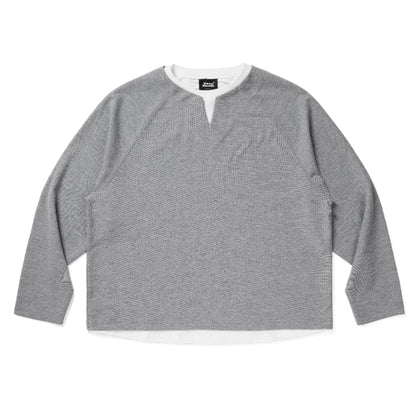 ワッフル　 ヘンリーネック　長袖Tシャツ　B515