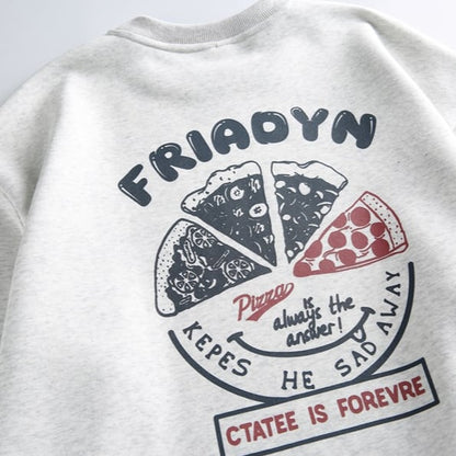PIZZAプリント　クルーネックスウェット　B564