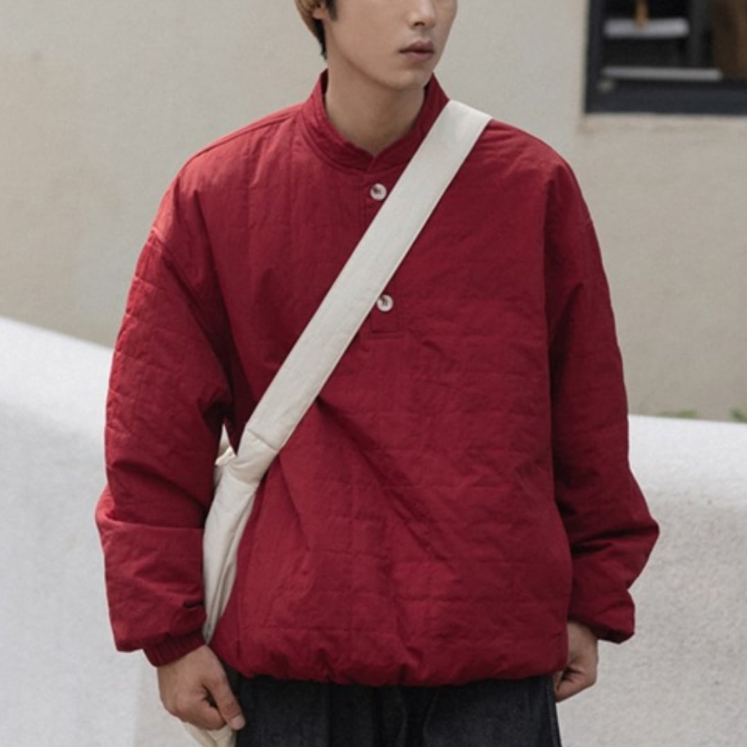 Half button quilted pullover C162
