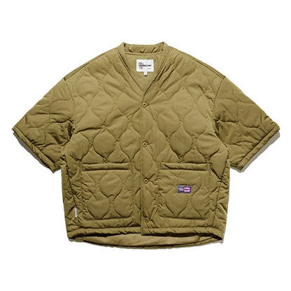キルティング　Vネック　半袖ジャケット　C189