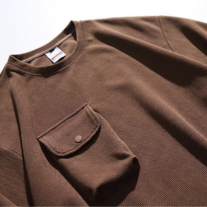 アシンメトリーポケット　ワッフルTシャツ　B799