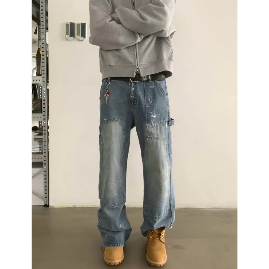 ペイントデニム　ルーズストレート　パンツ　C253