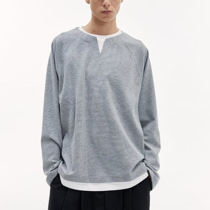 ワッフル　 ヘンリーネック　長袖Tシャツ　B515