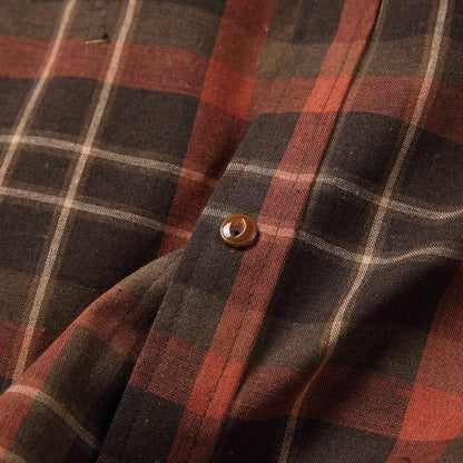レトロチェック　エルボーパッチ　長袖シャツ　B649
