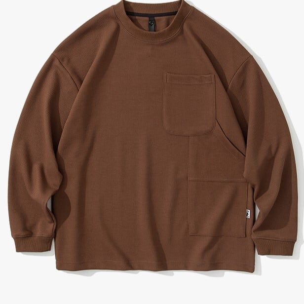 ポケット付き　ヘビーワッフル長袖Ｔシャツ　B759