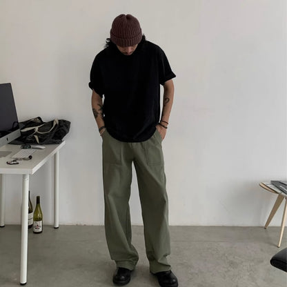 ウォッシュド　ストレートブッシュパンツ　B607