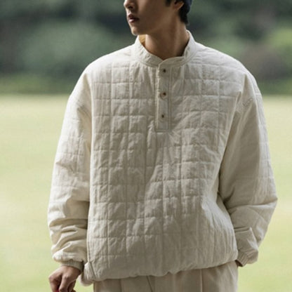 Half button quilted pullover C162
